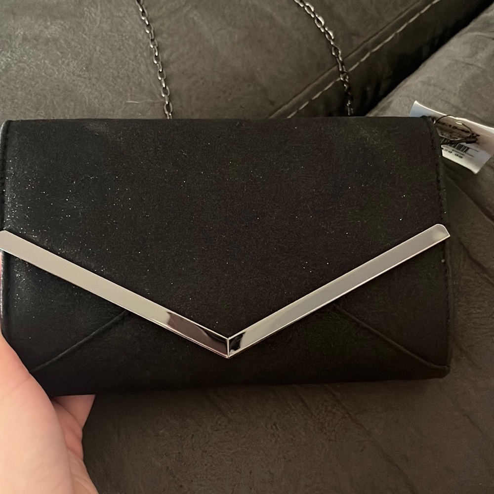 black sparkly purse